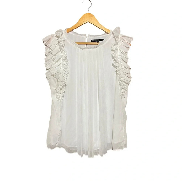 White House Black Market Micro Pleated Shell Tank In ERUC Size Medium - Picture 3 of 10